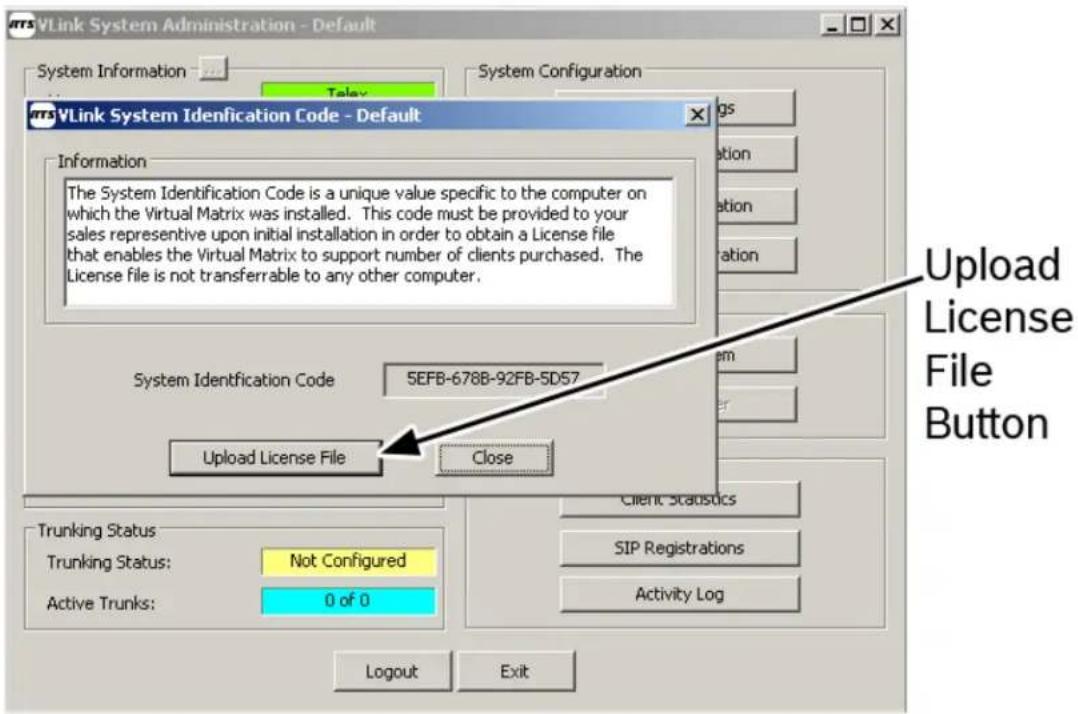 VLink System Administration - Default System Information Telesy System Configuration VLink System Identification Code - Default Information The System Identification Code is a unique value specific to the computer on which the Virtual Matrix was installed. This code must be provided to your sales re…