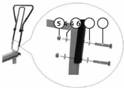 Diagram showing a mechanical device with numbered components and a magnified view of the main component.