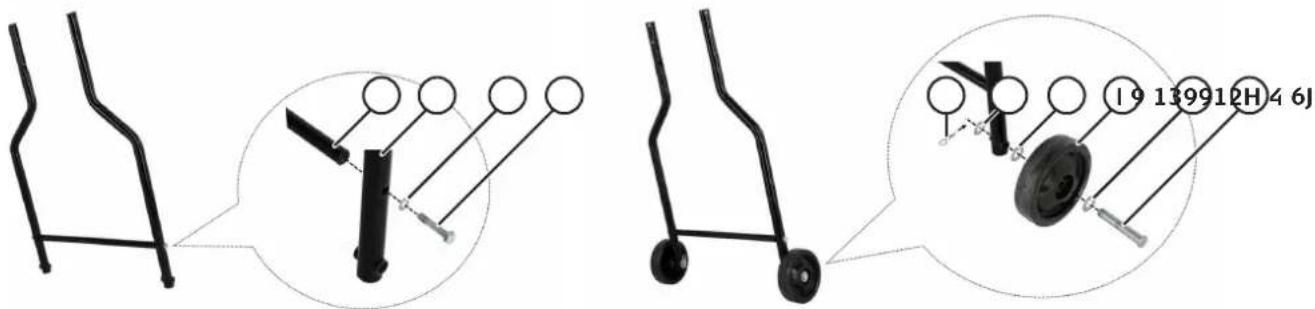 Technical diagram showing mechanical components with labeled parts and a magnified detail view