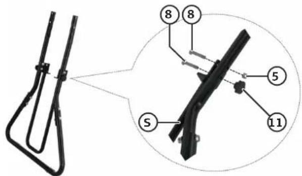 Technical diagram showing a mechanical component with numbered parts and an inset view of the main structure.