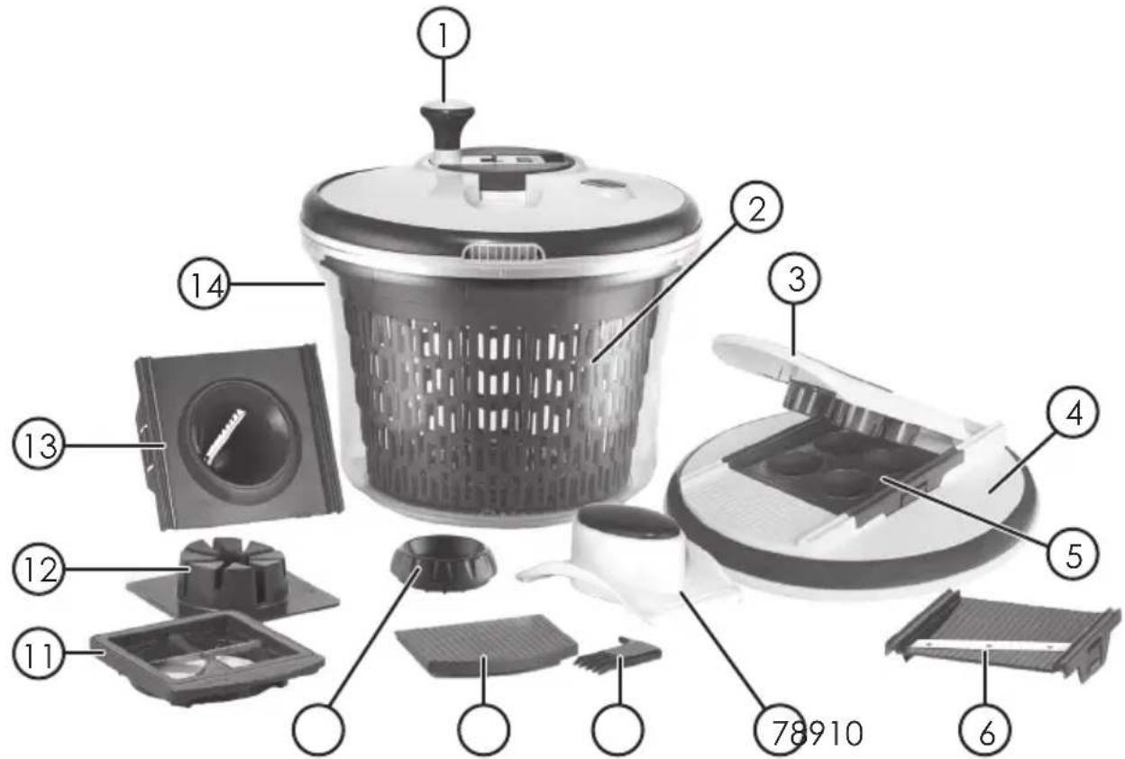 Exploded view diagram of a smart dishwasher with numbered parts for identification