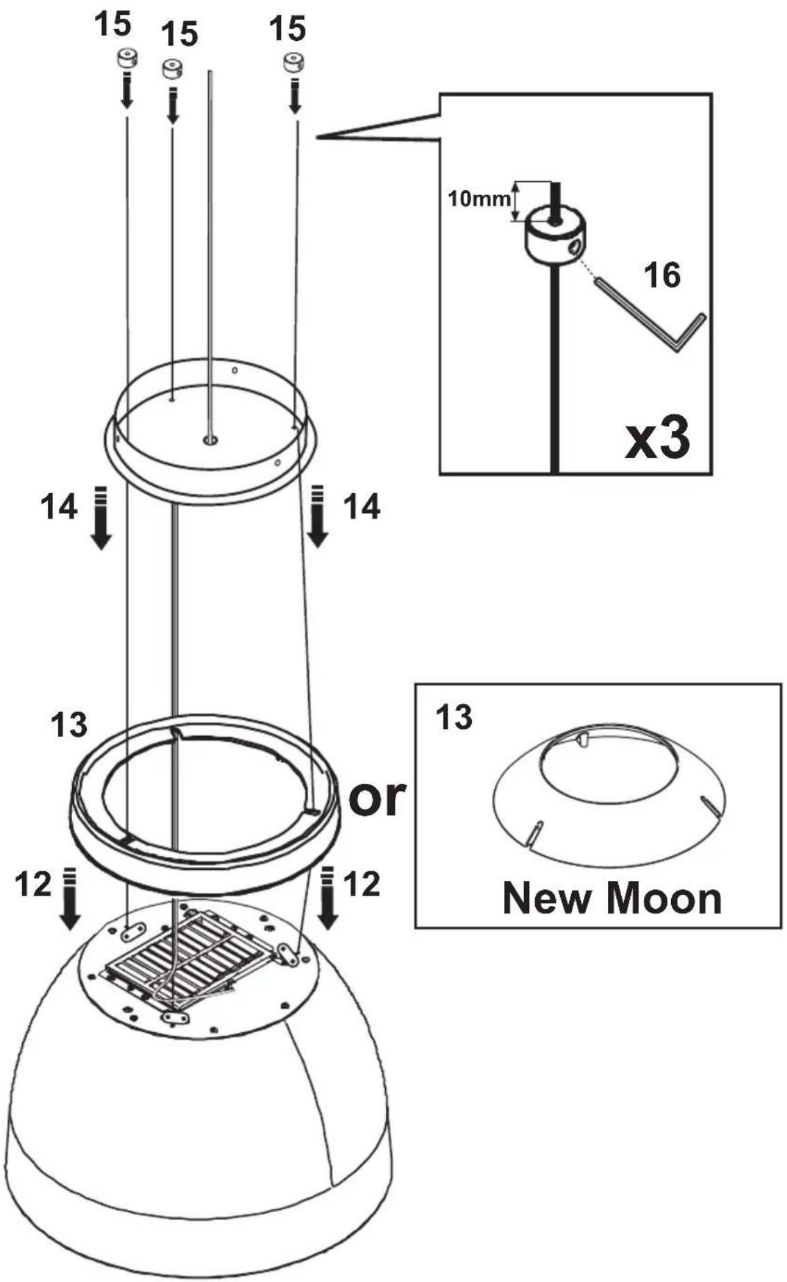 15 15 15 10mm 16 x3 14 14 13 or 12 12 13 New Moon