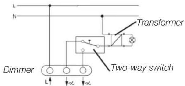 L N Transformer Dimmer Two-way switch L↑ x x
