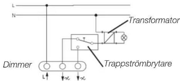 L N Transformer Dimmer Trappströmbrytare L↑ x x
