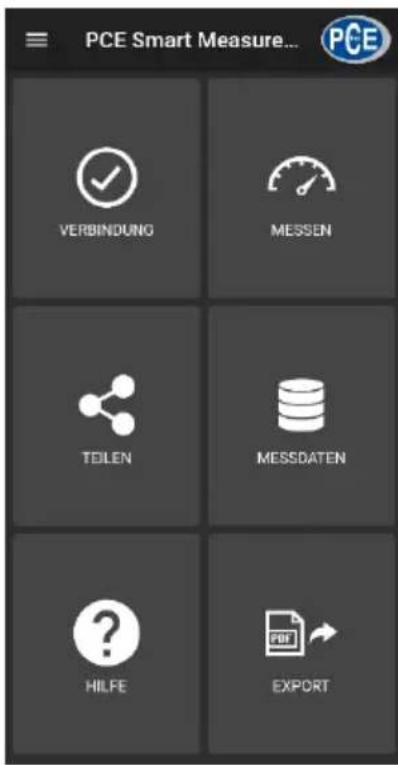 PCE Smart Measure... VERBINDUNG MESSEN TEILEN MESSDATEN HILFE EXPORT