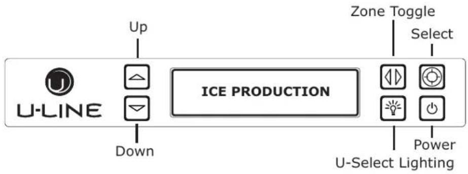 U-LINE Up Down ICE PRODUCTION Zone Toggle Select Power U-Select Lighting