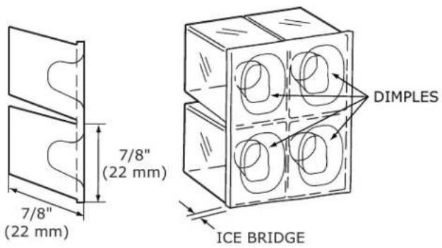 7/8" (22 mm) 7/8" (22 mm) DIMPLES ICE BRIDGE