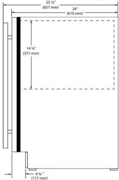 25 % (657 mm) 24" (610 mm) 14 % (371 mm) 4 % (117 mm)