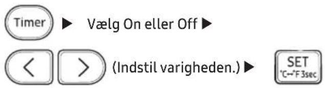 Timer ▶ Vælg On eller Off ▶ ◀ > (Indstil varigheden.) ▶ SET °C--°F3sec