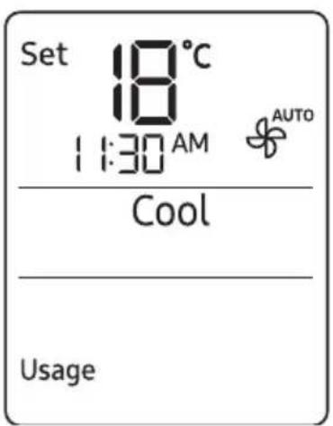 Set 18°C 11:30 AM AUTO Cool Usage