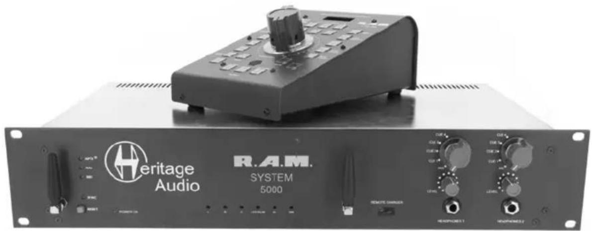 Front view of a heritage audio system 5000 (R.A.M.) audio acquisition unit with control knobs and a top-mounted device (no visible text or symbols on main body)