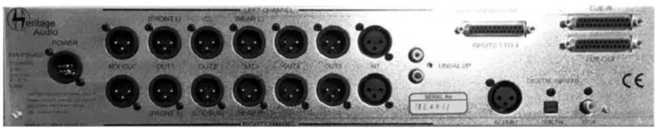 Heritage Audio POWER IFRONT U (C) MEAR C OUT1 OUT2 OUT3 OUT4 OUT5 INT INJALIP OUTPUT 1 TO 4 DUAL OUT DIGITAL INPUTS CE 18:40:11 AC/START OR/OK STOP