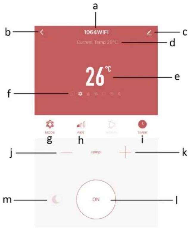 a b 1064WIFI Current Temp 29°C c d 26°C e f MODE FAN TIMER g h i j temp k m ON l