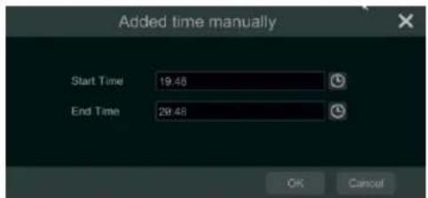 Added time manually Start Time 19:48 End Time 28:48 OK Cancel