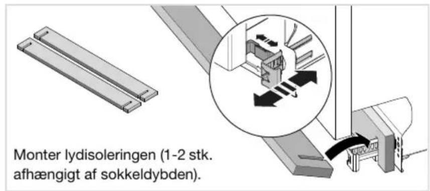 Monter lydisoleringen (1-2 stk. afhængigt af sokkeldybden).