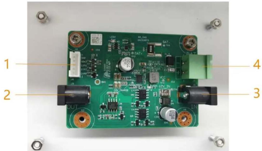 1 2 3 4 LED MOS BAS BAT+ TPA VCC TCB 12V IN OUT IN