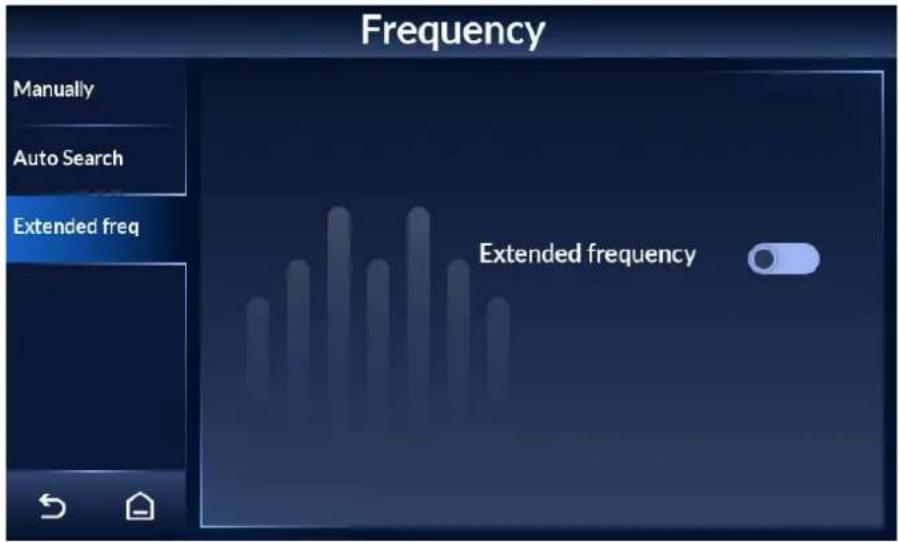 Frequency Manually Auto Search Extended freq Extended frequency