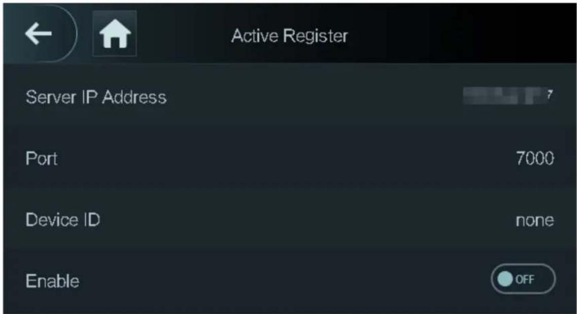 Active Register Server IP Address Port 7000 Device ID none Enable OFF