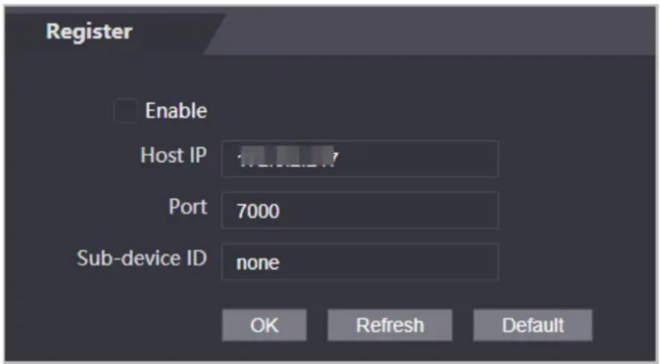 Register Enable Host IP Port 7000 Sub-device ID none OK Refresh Default