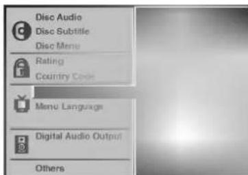 Disc Audio Disc Subtitle Disc Menu Rating Country Code Menu Language Digital Audio Output Others