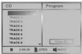 CD PROGRAM TRACK 2 TRACK 3 TRACK 4 TRACK 5 TRACK 6 TRACK 7 TRACK 8 Clear All 0:58:35 ESTER. NORR
