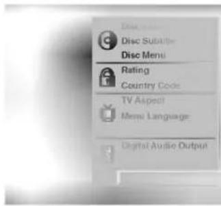Disc Subtitle Disc Menu Rating Country Code TV Audio Menu Language Digital Audio Output