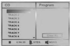 CD PROGRAM TRACK 2 TRACK 3 TRACK 4 TRACK 5 TRACK 6 TRACK 7 TRACK 8 Clear All 0:56:35 STER. NORI