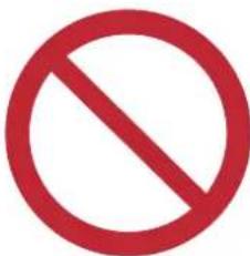 Red prohibition sign symbol with circle and diagonal lines