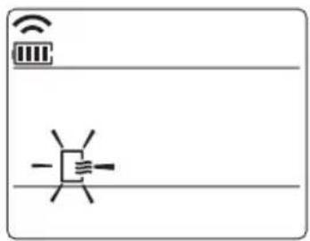 Diagram showing Wi-Fi symbol and a battery icon with minus sign, likely representing a wireless device or sensor interface.