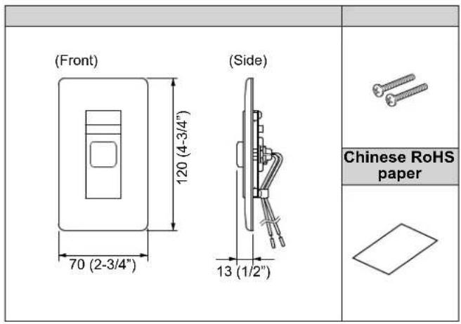 (Front) 120 (4-3/4") 70 (2-3/4") (Side) 13 (1/2") Chinese RoHS paper