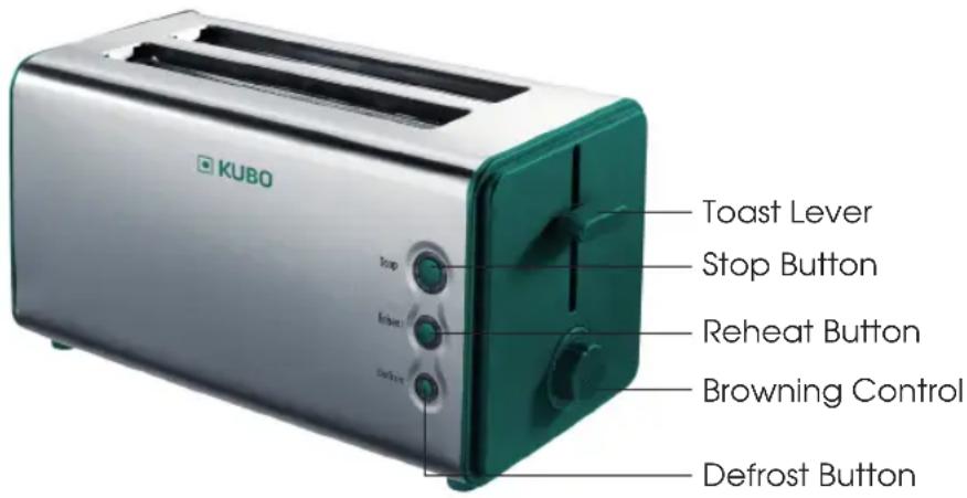 KUBO Toast Lever Stop Button Reheat Button Browning Control Defrost Button