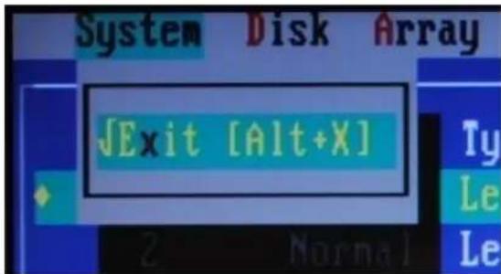 System Disk Array √Exit [Alt+X] Ty Le Le 2 Normal