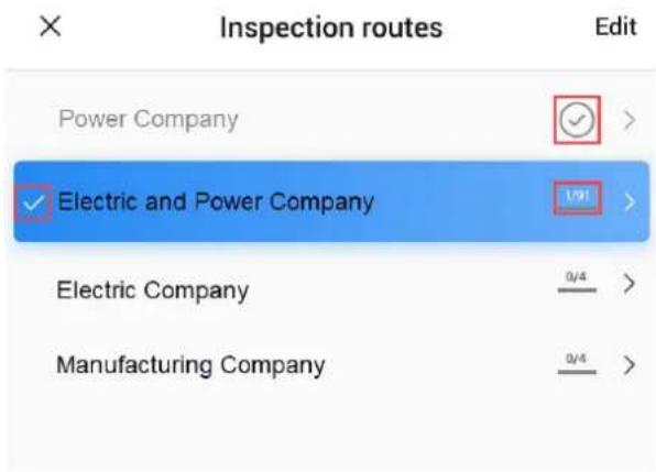 Inspection routes Edit Power Company ✓ Electric and Power Company 1/91 > Electric Company 0/4 > Manufacturing Company 0/4 >