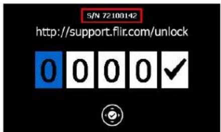 S/N 72100142 http://support.flir.com/unlock 0 0 0 0 ✓