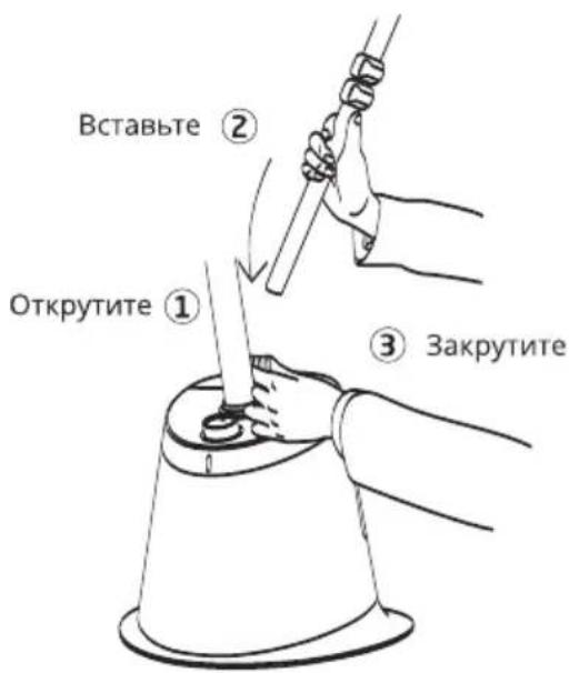Вставьте ② Открытите ① ③ Закрутите