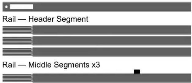 Rail — Header Segment Rail — Middle Segments x3