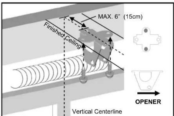MAX. 6" (15cm) Finished Ceiling Vertical Centerline OPENER