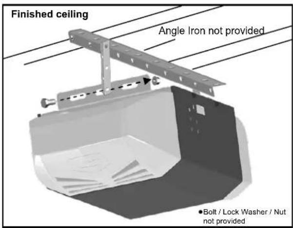 Finished ceiling Angle Iron not provided ●Bolt / Lock Washer / Nut not provided