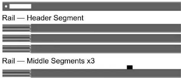 Rail — Header Segment Rail — Middle Segments x3
