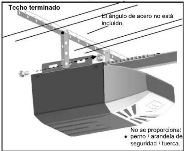 Techo terminado El ángulo de acero no está incluido. No se proporciona: • perno / arandela de seguridad / tuerca.