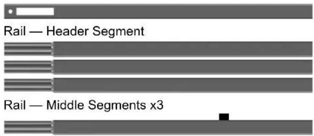 Rail — Header Segment Rail — Middle Segments x3