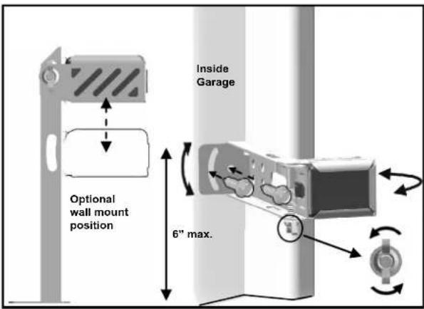 Inside Garage Optional wall mount position 6" max.