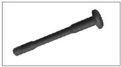 Black mechanical component with a flanged end and threaded shaft (no text or symbols visible)
