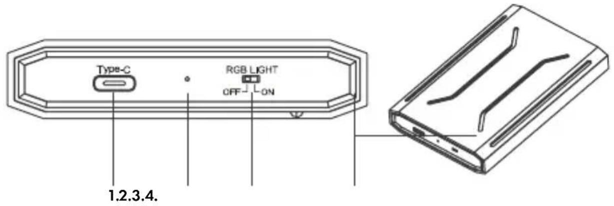 Type-C RGB LIGHT OFF-ON 1.2.3.4.