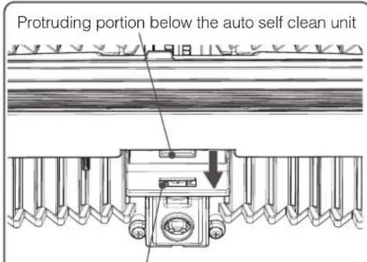 Protruding portion below the auto self clean unit