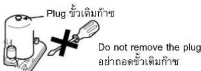Plug ขั่วเติมกําซ Do not remove the plug อย่าถอดข้าวเติมกําซ
