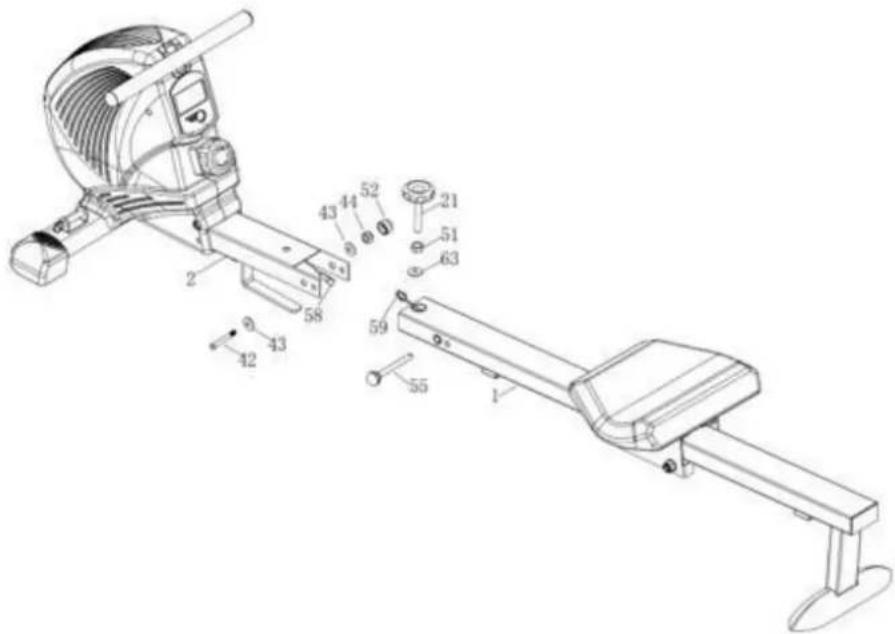 Technical diagram of a mechanical device with numbered parts, likely an exercise machine or walk-in.