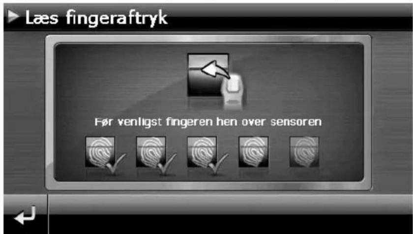 Læs fingeraftryk Før venligst fingeren hen over sensoren