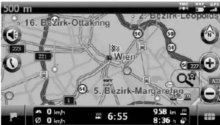 500 m 16. Bezirk-Ottakning 2. Bezirk-Leopolds Wien 5. Bezirk-Margareten 0 km/h 6:55 958 km 0 km/h 8:36 h