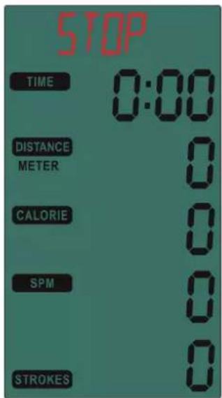 STOP TIME 0:00 DISTANCE METER 0 CALORIE 0 SPM 0 STROKES 0